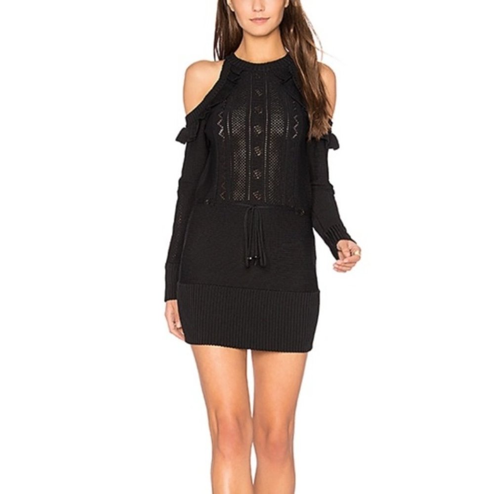 SALE! NWOT ALICE MCCALL Sweater Dress Cold Shoulders Ruffles Sz4US